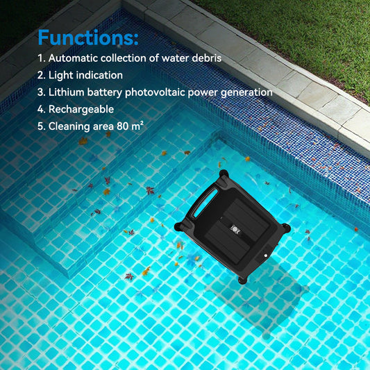 2025 Advanced Solar-Powered Robotic Pool Cleaner with Smart Navigation, Dual-Mode Charging, and Durable Saltwater Motor - Ideal for Inground and Above Ground Pools Up to 1600 Sq Ft, 2500mAh Battery for Extended Cleaning Sessions